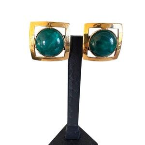 Vintage Gold and Green Earrings